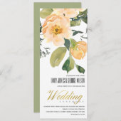 SOFT PEACH PEONY FLORAL BUNCH WATERVERF WEDING KAART (Voorkant / Achterkant)