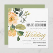 SOFT PEACH PEONY FLORAL BUNCH WATERVERF WEDING KAART (Voorkant / Achterkant)