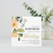 SOFT PEACH PEONY FLORAL BUNCH WATERVERF WEDING KAART (Staand voorkant)