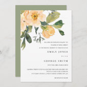 SOFT PEACH PEONY WATERVERF FLORAL WEDDING INVITE BEDANKKAART (Voorkant / Achterkant)
