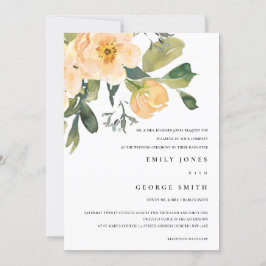 SOFT PEACH PEONY WATERVERF FLORAL WEDDING INVITE BEDANKKAART