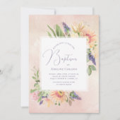 Soft Peach & Pink Framed doopuitnodiging Kaart (Voorkant)