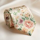 Soft Peach Rose Floral Stropdas