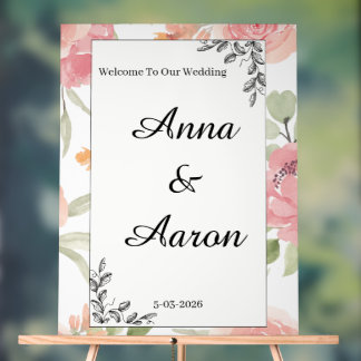 Soft Peach Spring Garden Wedding Welcome Sign Acryl Bord
