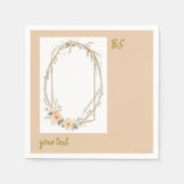 Soft Peach Tone Rustic Minimal Bloemmonogram Servet (Voorkant)