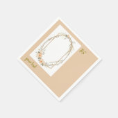 Soft Peach Tone Rustic Minimal Bloemmonogram Servet (Hoek)