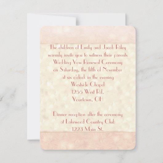 Soft Peach Wedding Vow Renewal Kaart (Achterkant)