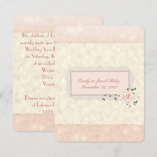 Soft Peach Wedding Vow Renewal Kaart (Voorkant / Achterkant)