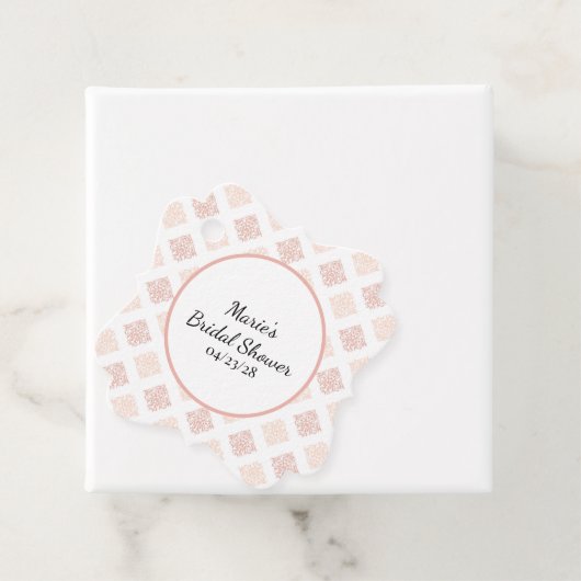 Soft Peachy Blush Damask Bedankjes Labels (In situ)