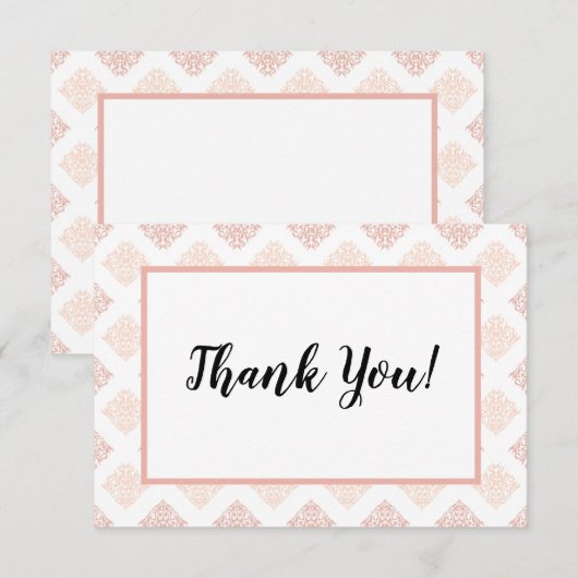 Soft Peachy Blush Damask Bedankkaart (Voorkant / Achterkant)