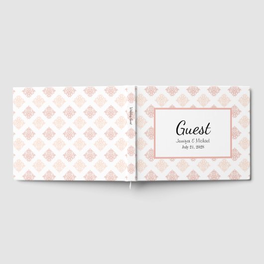 Soft Peachy Blush Damask Gastenboek (Volledig)