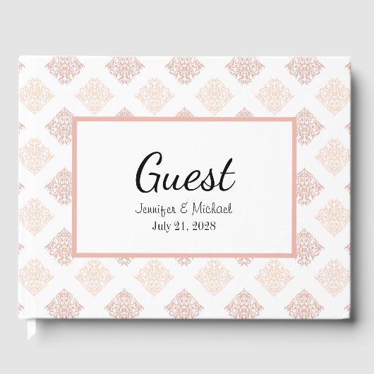 Soft Peachy Blush Damask Gastenboek (Voorkant)