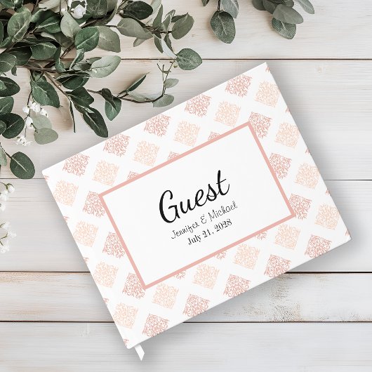 Soft Peachy Blush Damask Gastenboek