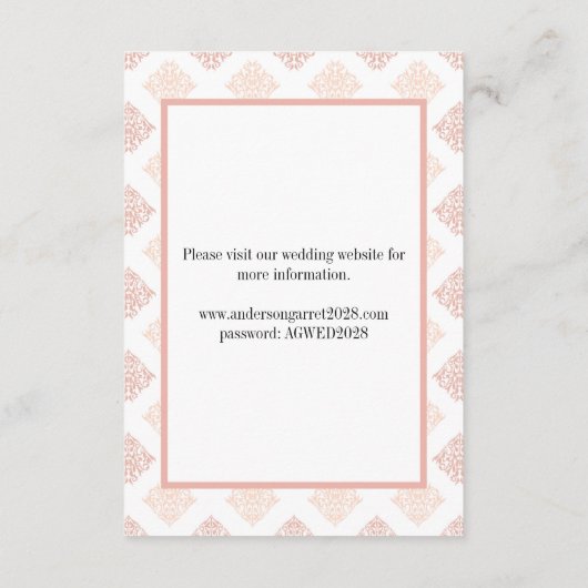 Soft Peachy Blush Damask Informatiekaartje (Achterkant)
