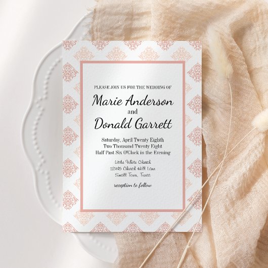 Soft Peachy Blush Damask Kaart