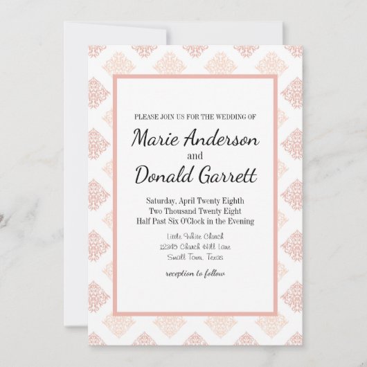 Soft Peachy Blush Damask Kaart (Voorkant)