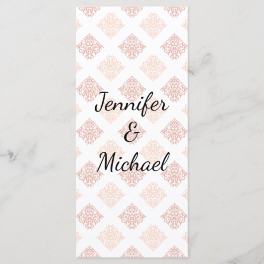 Soft Peachy Blush Damask Menu (Achterkant)