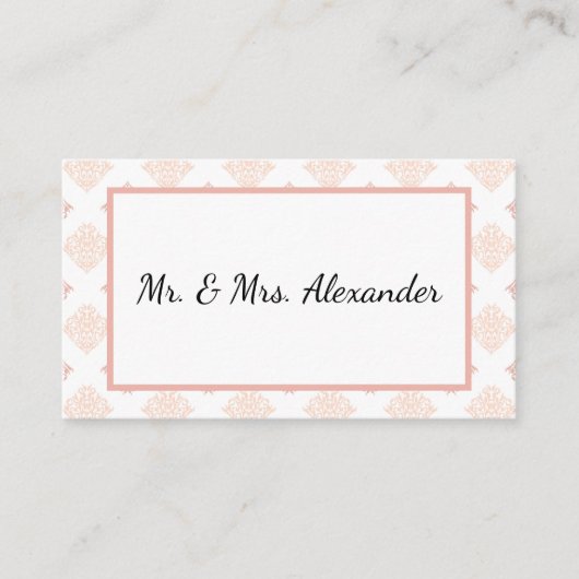 Soft Peachy Blush Damask Plaatskaartje (Voorkant)