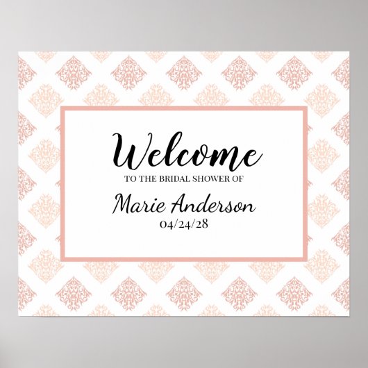 Soft Peachy Blush Damask Poster (Voorkant)