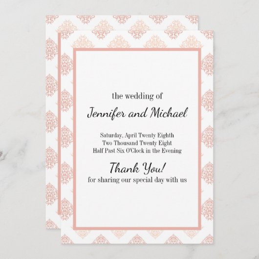 Soft Peachy Blush Damask Programmakaart (Voorkant / Achterkant)