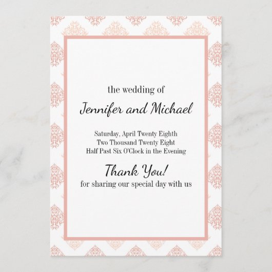 Soft Peachy Blush Damask Programmakaart (Voorkant)