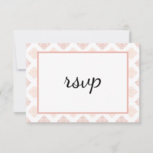 Soft Peachy Blush Damask RSVP Kaartje (Voorkant)