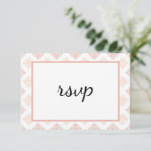 Soft Peachy Blush Damask RSVP Kaartje (Staand voorkant)