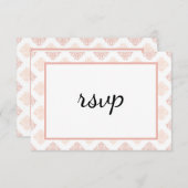 Soft Peachy Blush Damask RSVP Kaartje (Voorkant / Achterkant)