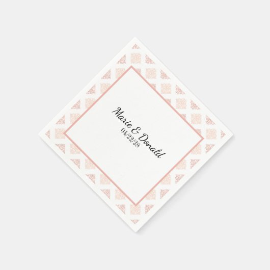 Soft Peachy Blush Damask Servet (Hoek)