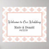 Soft Peachy Blush Damask Wedding Poster (Voorkant)