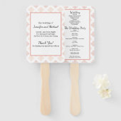 Soft Peachy Blush Damask Wedding Program Handwaaier (Voorkant en achterkant)