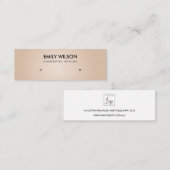 SOFT PEARL BLUSH PEACH STUD EARRING DISPLAY LOGO MINI VISITEKAARTJE (Voorkant / Achterkant)