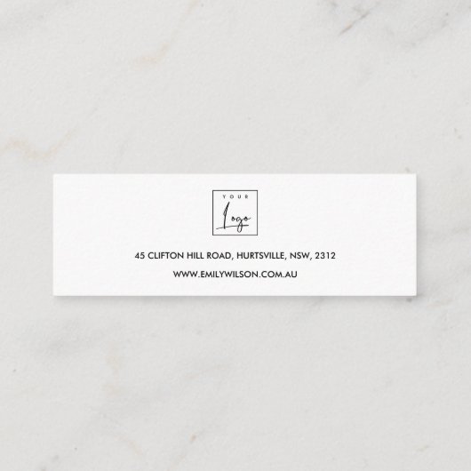 SOFT PEARL SILVER WHITE STUD EARRING DISPLAY LOGO MINI VISITEKAARTJE (Achterkant)