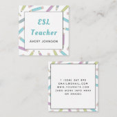 Soft Pencil Pattern ESL Docent Engels Instructeur Vierkante Visitekaartje (Voorkant / Achterkant)