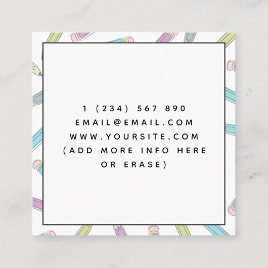 Soft Pencil Pattern ESL Docent Engels Instructeur Vierkante Visitekaartje (Achterkant)