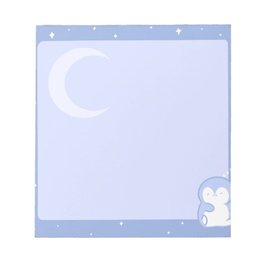 Soft Penguin Night Notepad | Calm Pastel Memo Pad Notitieblok (Voorkant)