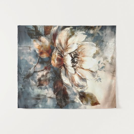 Soft Peony Watercolor Bloom Wandkleed (Voorkant (horizontaal))