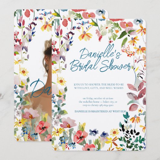 Soft Petal Rain Bridal Shower Invitation Kaart (Voorkant / Achterkant)