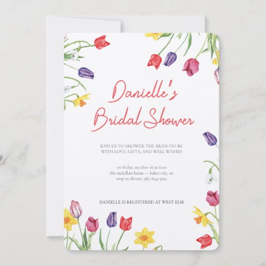 Soft Petal Rain Bridal Shower Invitation Kaart (Voorkant)
