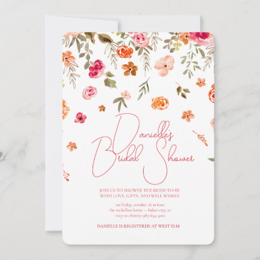 Soft Petal Rain Bridal Shower Invitation Kaart (Voorkant)