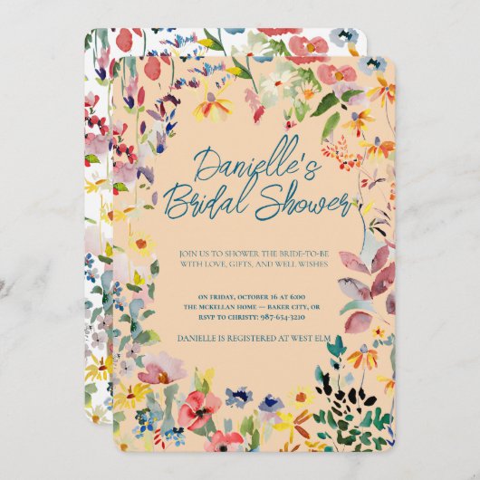 Soft Petal Rain Bruids Douche Uitnodiging (Voorkant / Achterkant)