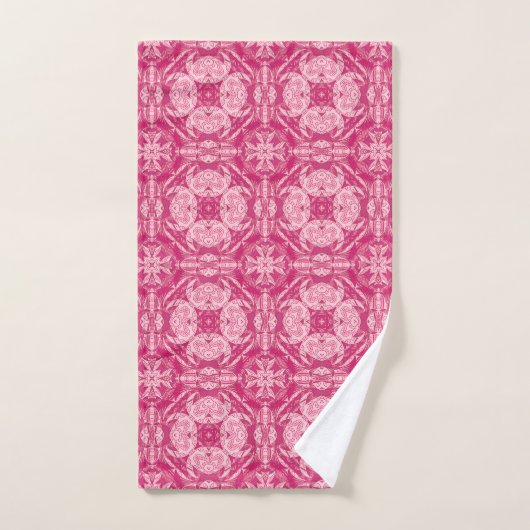 Soft Pink Abstract Floral Mandala Pattern Bad Handdoek (Handdoek)