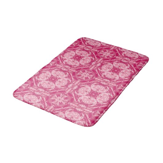 Soft Pink Abstract Floral Mandala Pattern Badmat (Gekanteld)