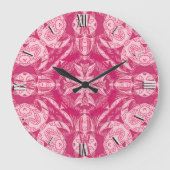 Soft Pink Abstract Floral Mandala Pattern Grote Klok (Voorkant)
