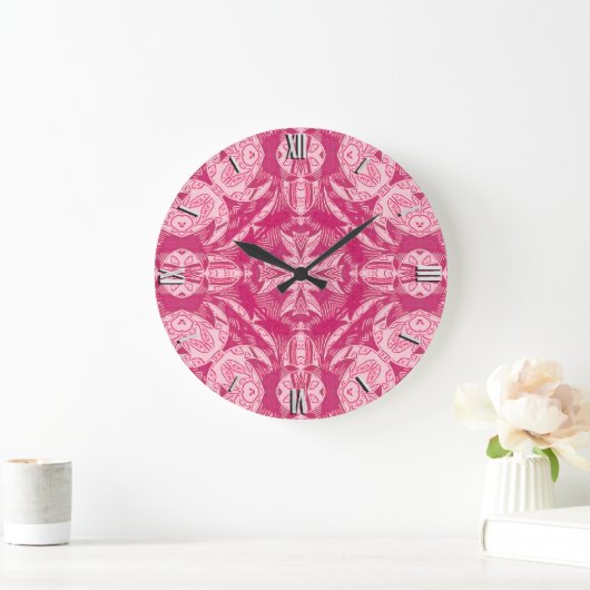 Soft Pink Abstract Floral Mandala Pattern Grote Klok (Huis)