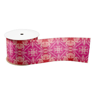 Soft Pink Abstract Floral Mandala Pattern Satijnen Lint