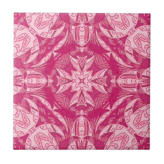 Soft Pink Abstract Floral Mandala Pattern Tegeltje (Voorkant)