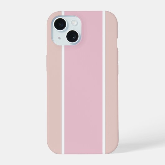 Soft Pink and Beige Vertical Stripe Pattern iPhone 15 Case (Achterkant)