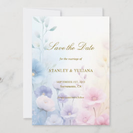 Soft Pink and Blue Watercolor Floral Design Kaart