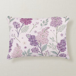 Soft Pink and Purple Lilac Floral Pattern   Accent Kussen